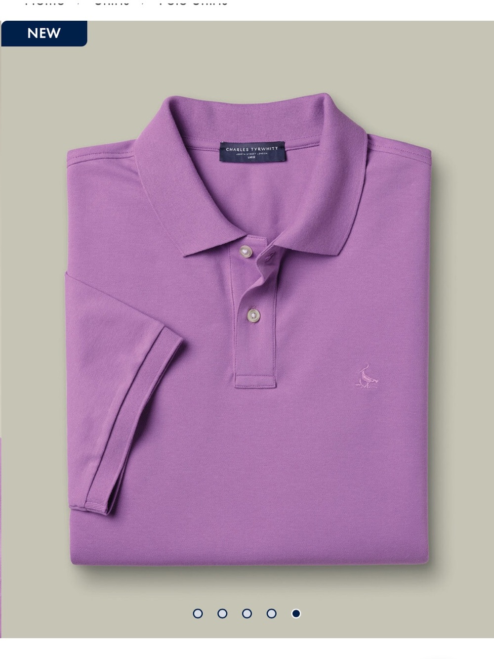 Charles Tyrwhitt Purple Solid Short Sleeve Cotton Stretch Pique Polo XL NWT